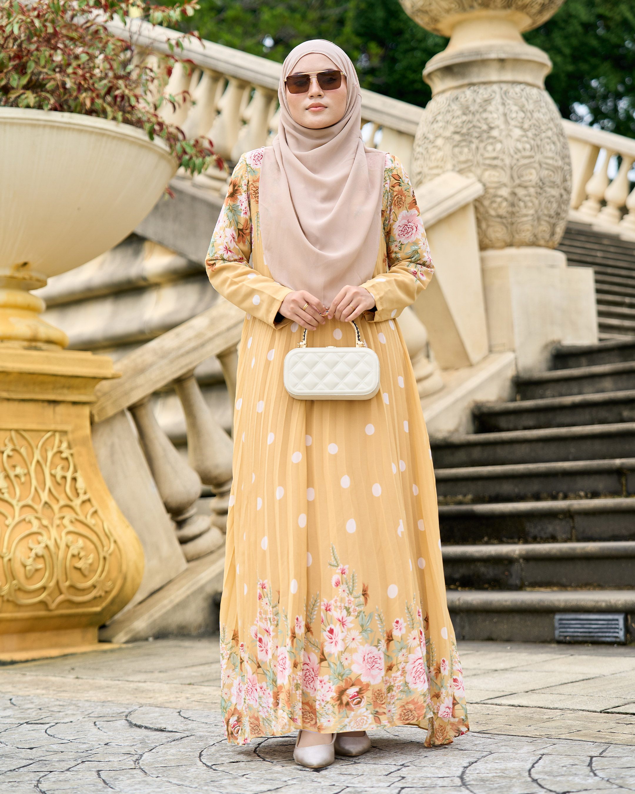 Dress Pleated Polka Anani - Sunny Yellow