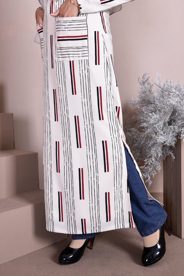 Dress Medi Long Slit Scarlet - Cotton White