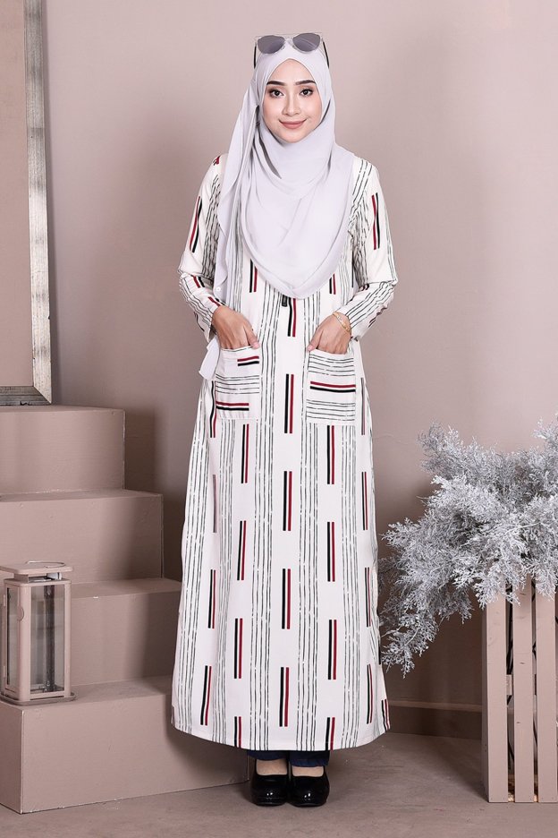 Dress Medi Long Slit Scarlet - Cotton White