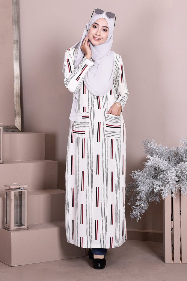 Dress Medi Long Slit Scarlet - Cotton White