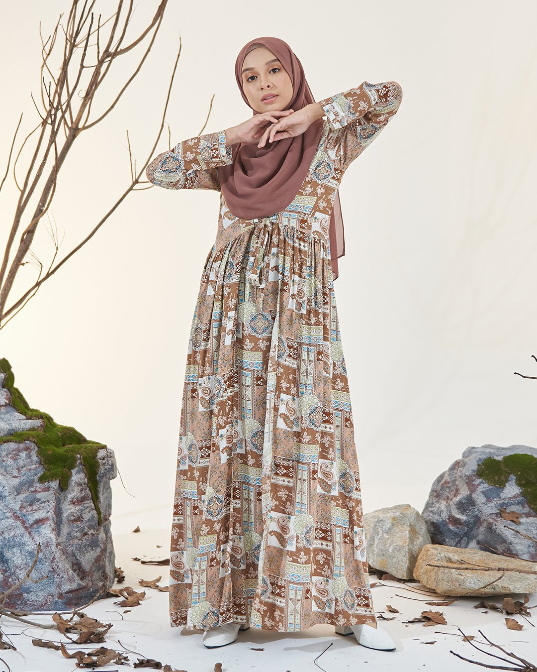 Dress Pleated Otelia - Peanut Brown