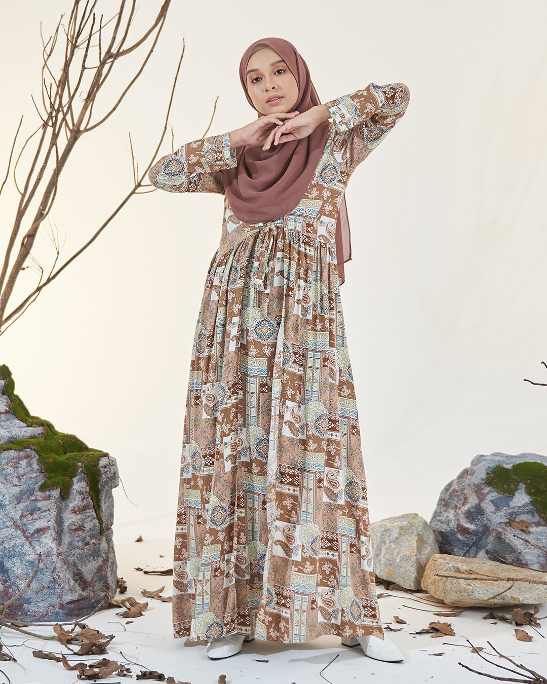 Dress Pleated Otelia - Peanut Brown