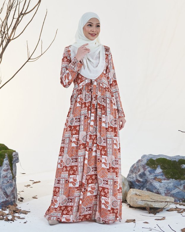 Dress Pleated Otelia - Terracotta