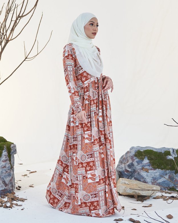 Dress Pleated Otelia - Terracotta