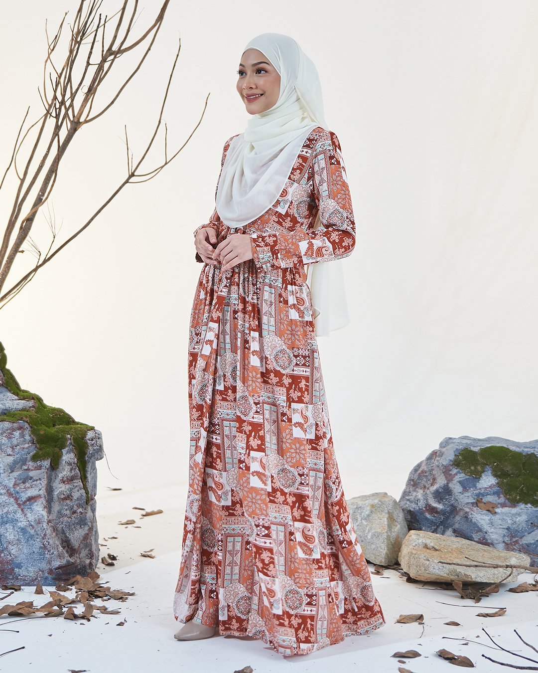 Dress Pleated Otelia - Terracotta