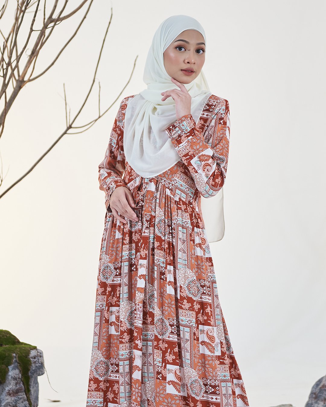 Dress Pleated Otelia - Terracotta