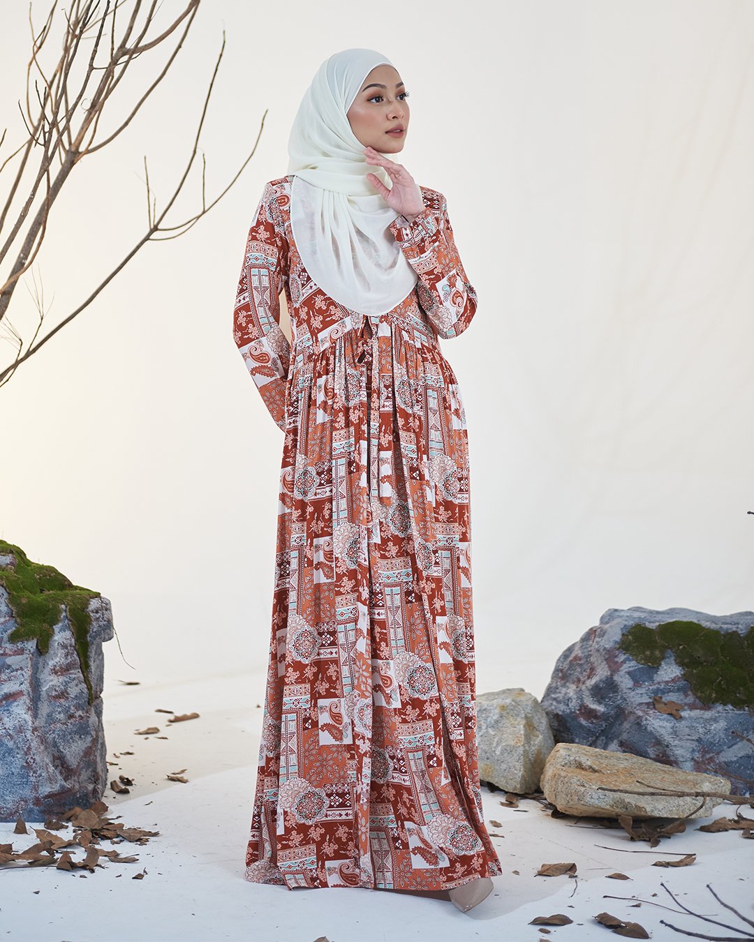 Dress Pleated Otelia - Terracotta