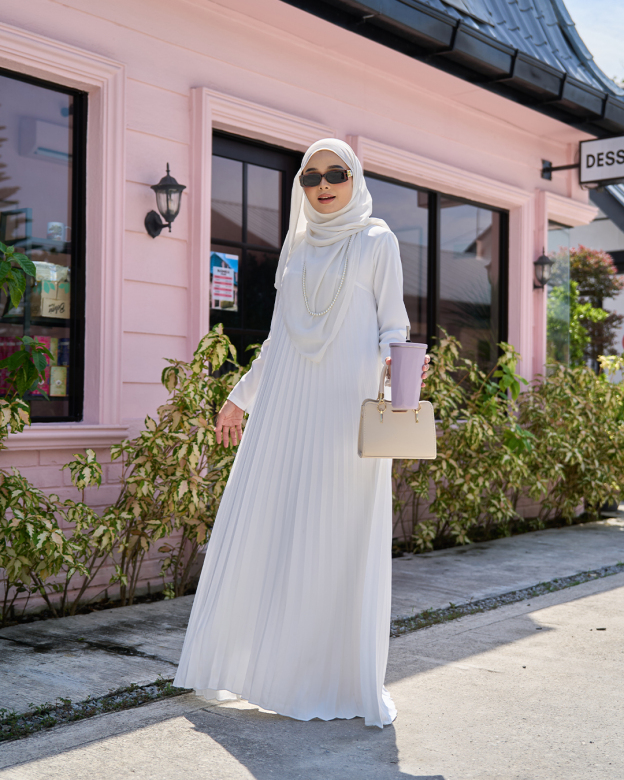 Dress Pleated Haifa - Snow White