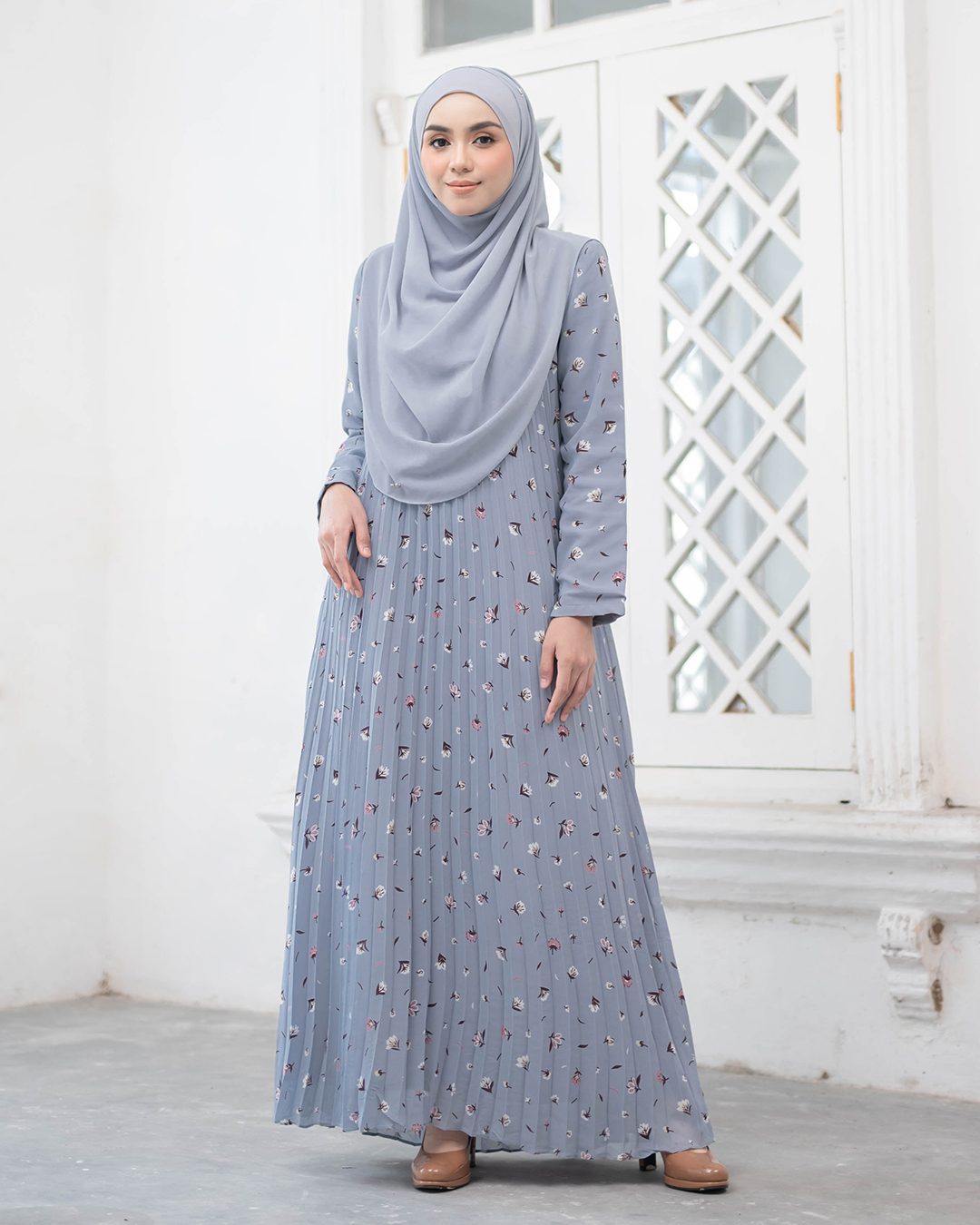 Dress Pleated Naylaa - Blueish Grey