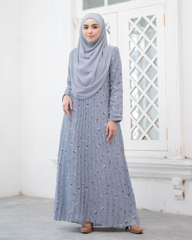 Dress Pleated Naylaa - Blueish Grey