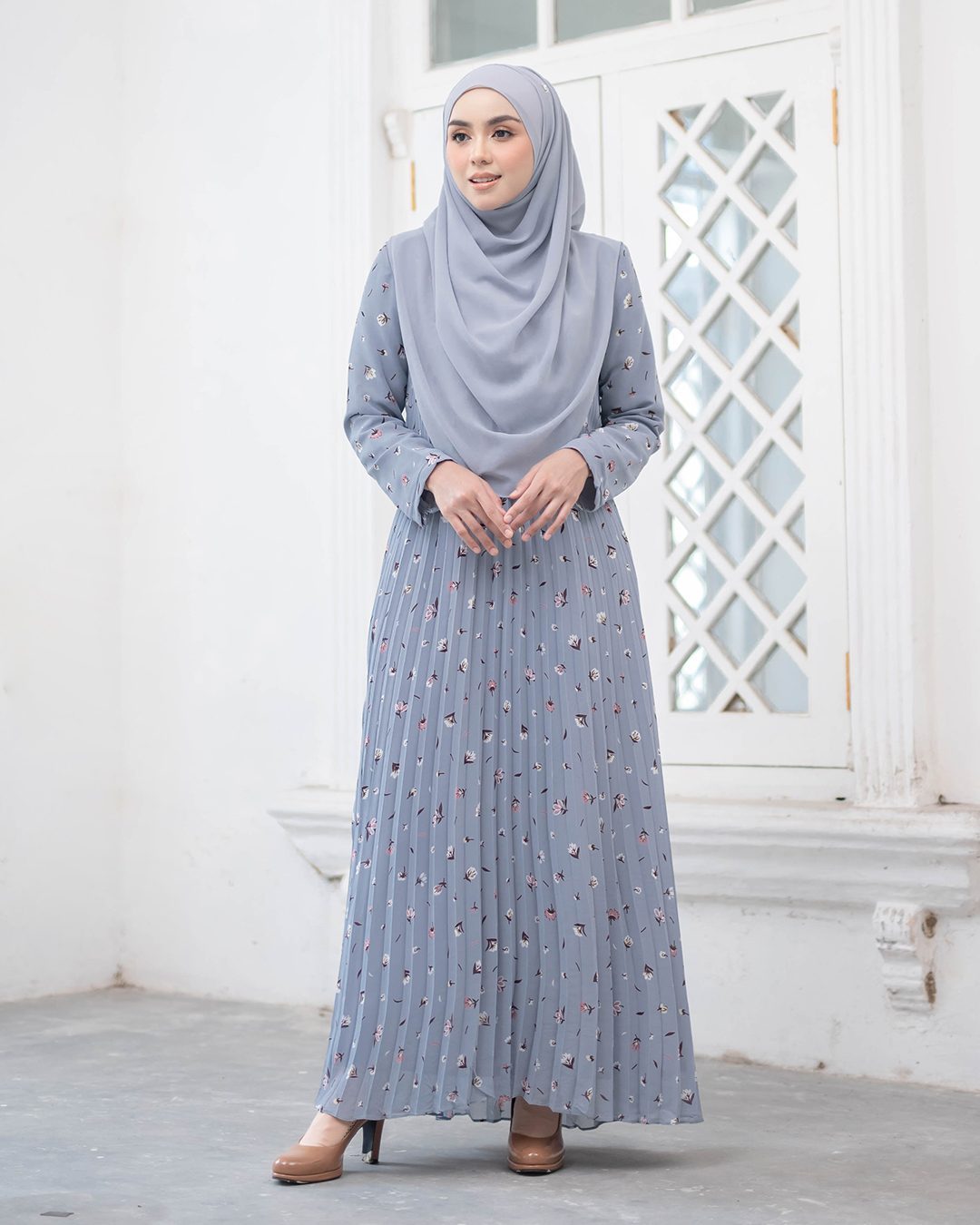 Dress Pleated Naylaa - Blueish Grey