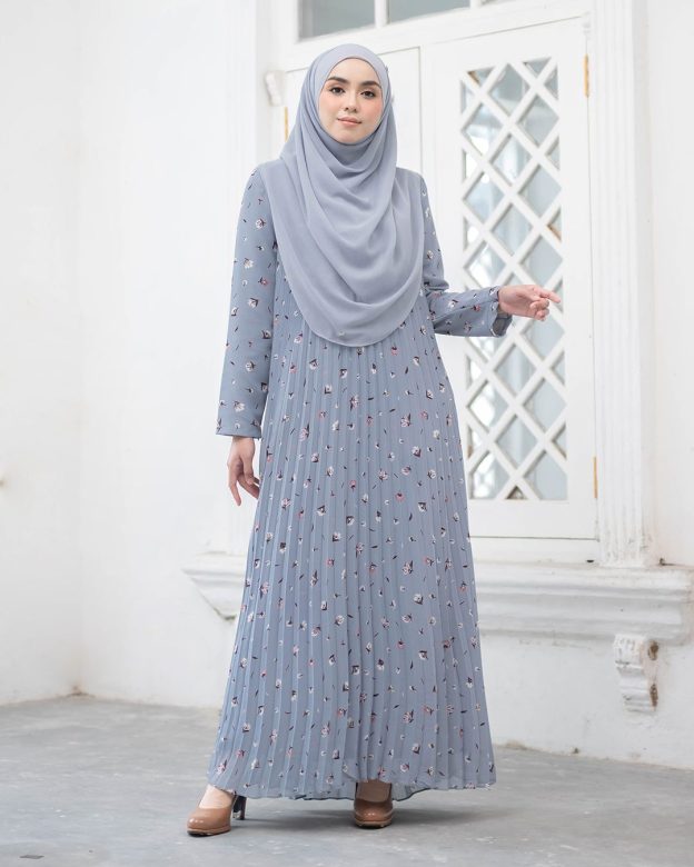 Dress Pleated Naylaa - Blueish Grey