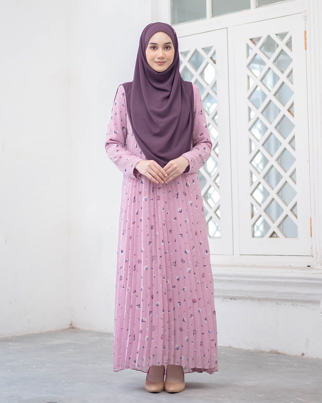 Dress Pleated Naylaa - Light Mulberry