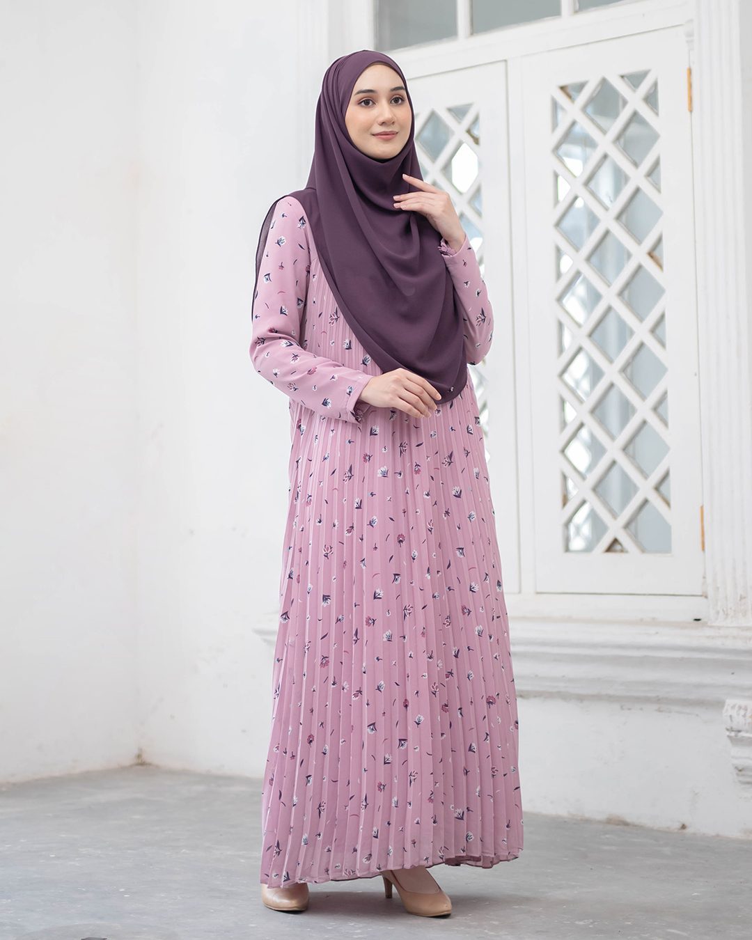 Dress Pleated Naylaa - Light Mulberry