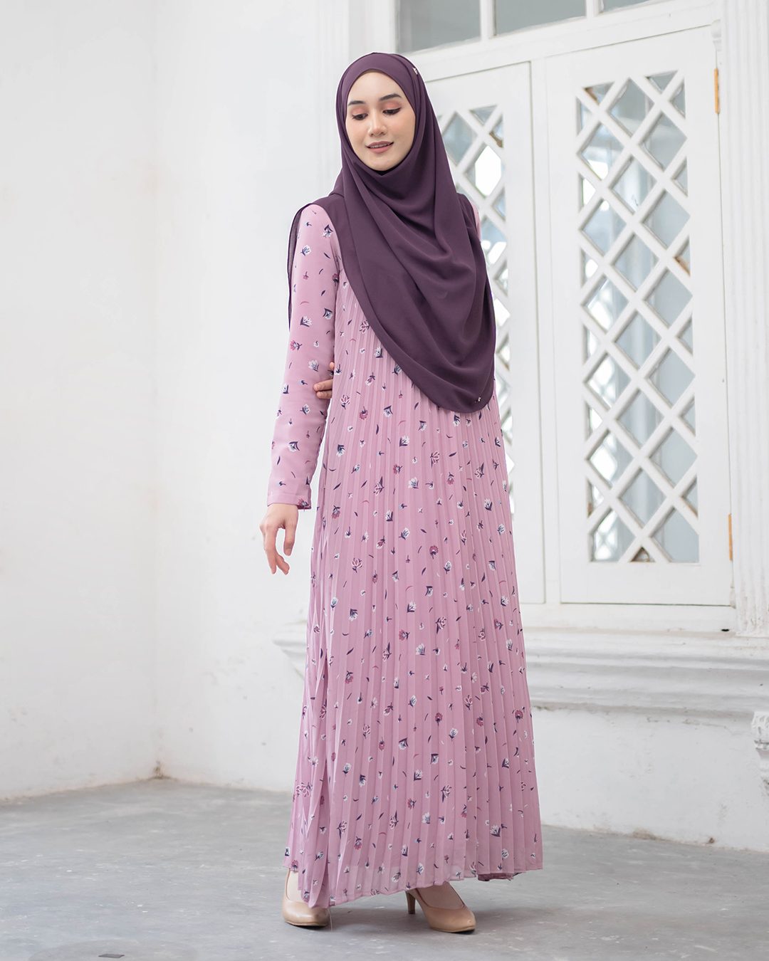 Dress Pleated Naylaa - Light Mulberry