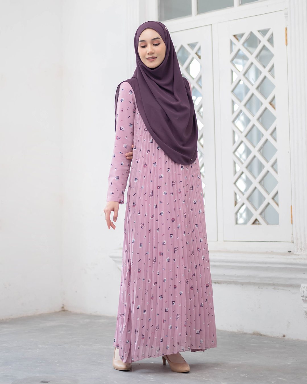 Dress Pleated Naylaa - Light Mulberry