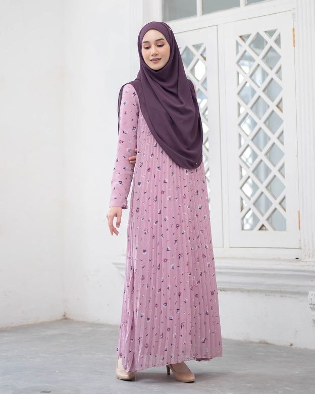 Dress Pleated Naylaa - Light Mulberry