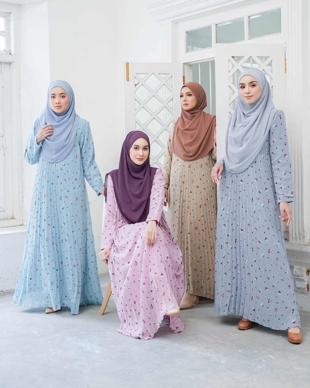 Dress Pleated Naylaa - Blueish Grey