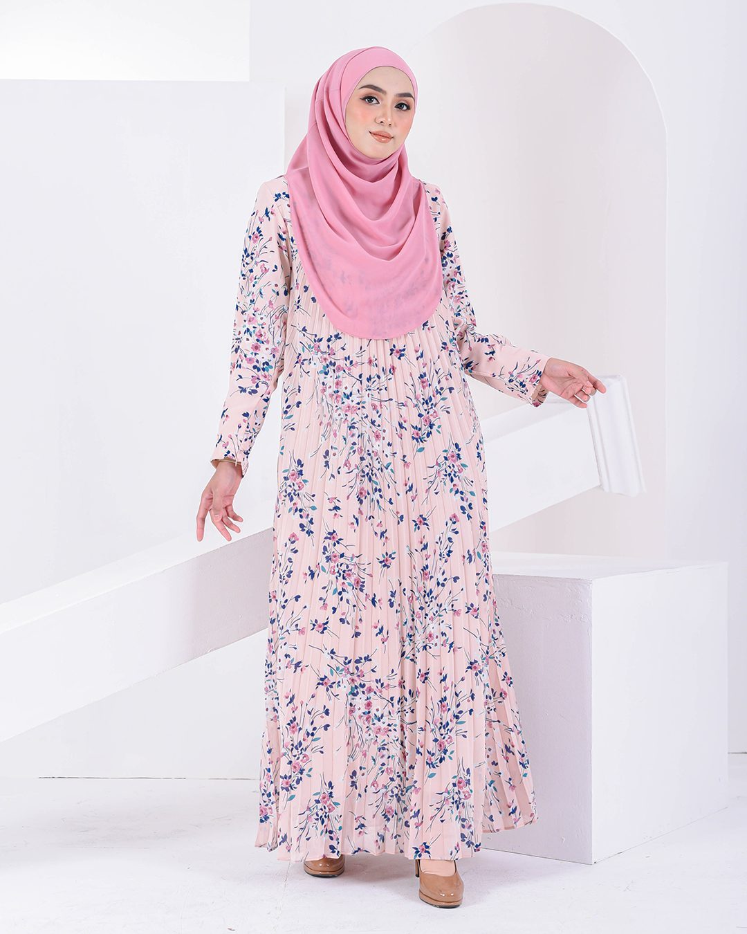 Dress Pleated Nayra - Light Pink