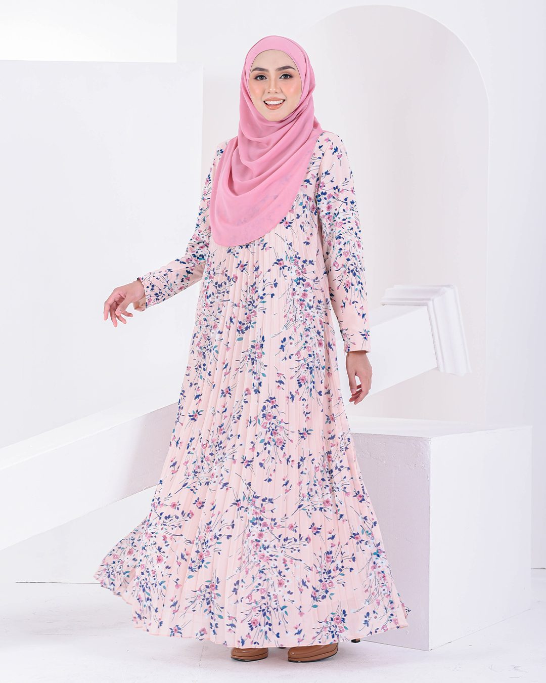 Dress Pleated Nayra - Light Pink