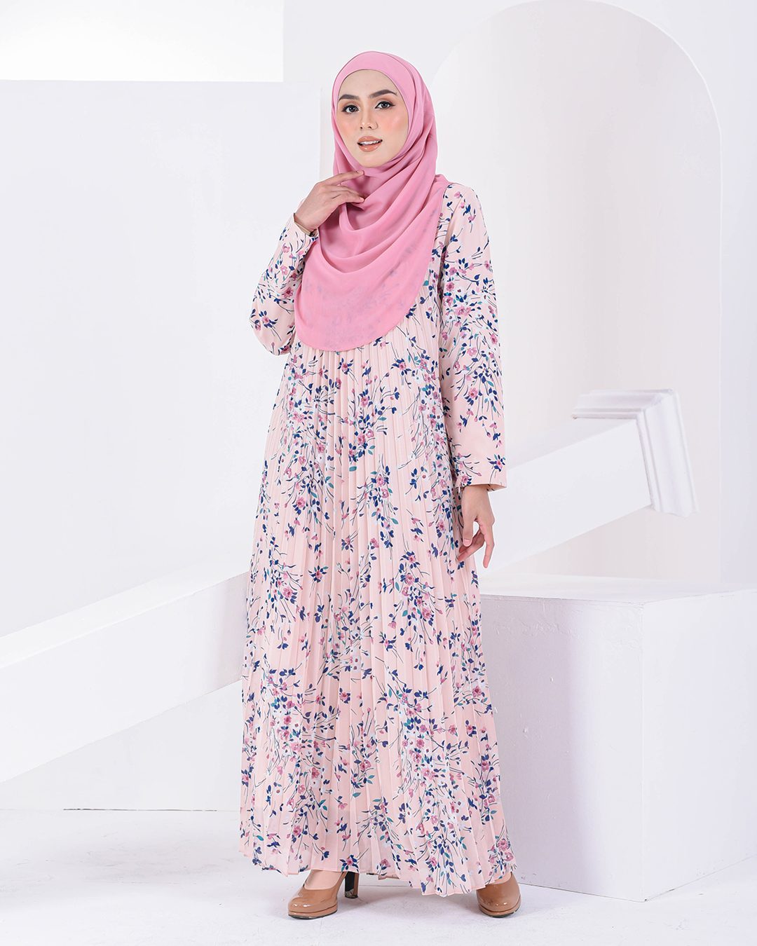 Dress Pleated Nayra - Light Pink