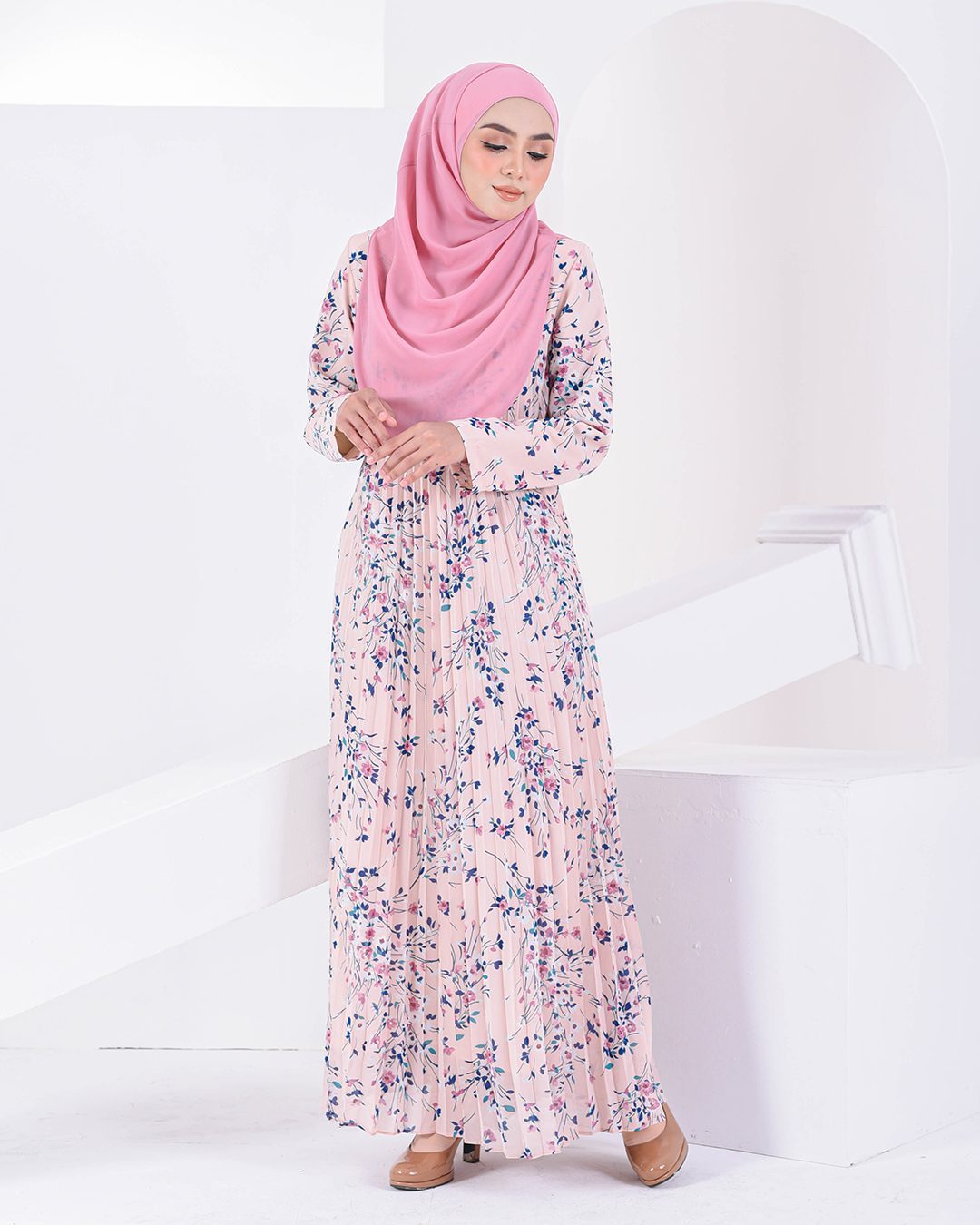 Dress Pleated Nayra - Light Pink