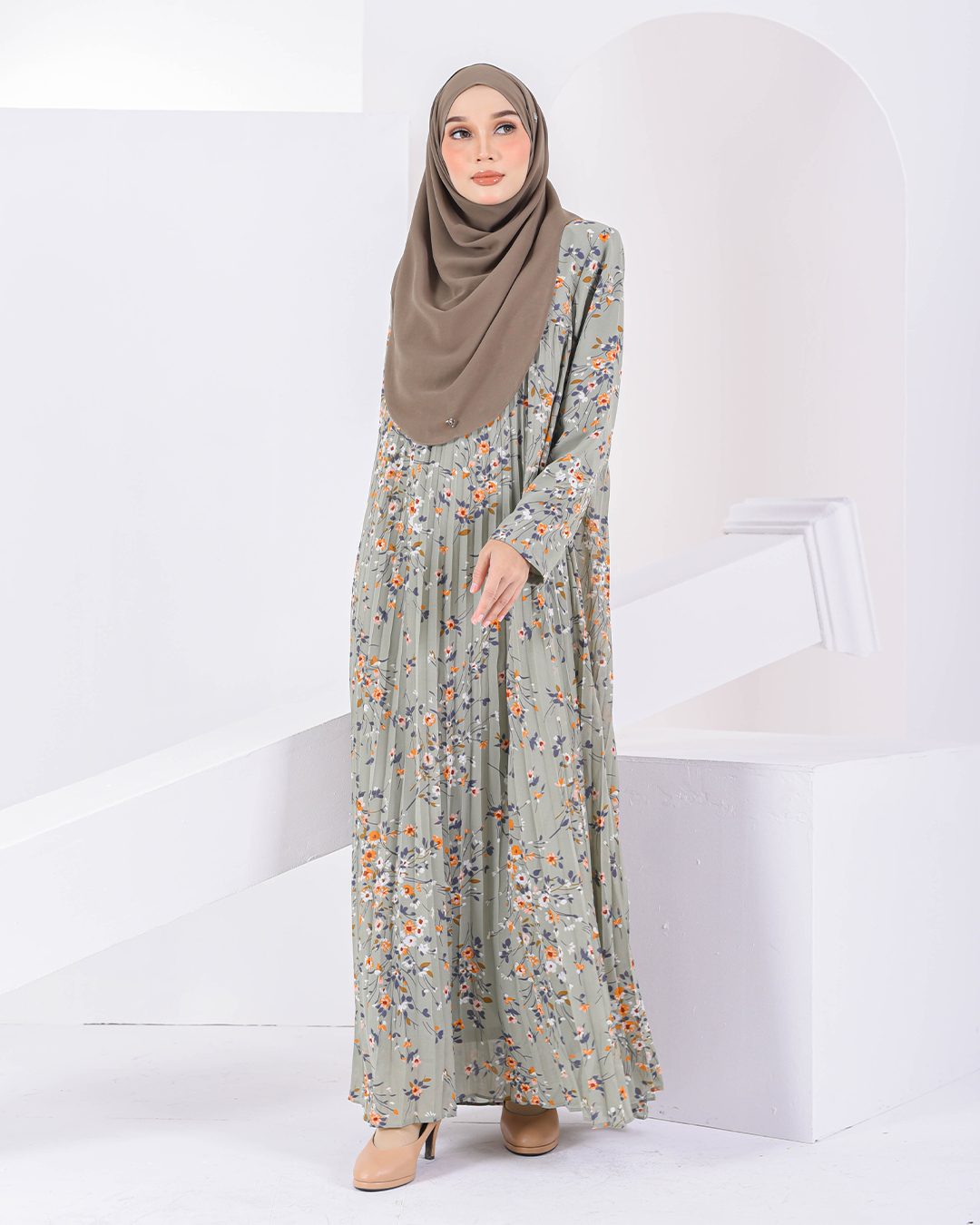 Dress Pleated Nayra - Sage Green