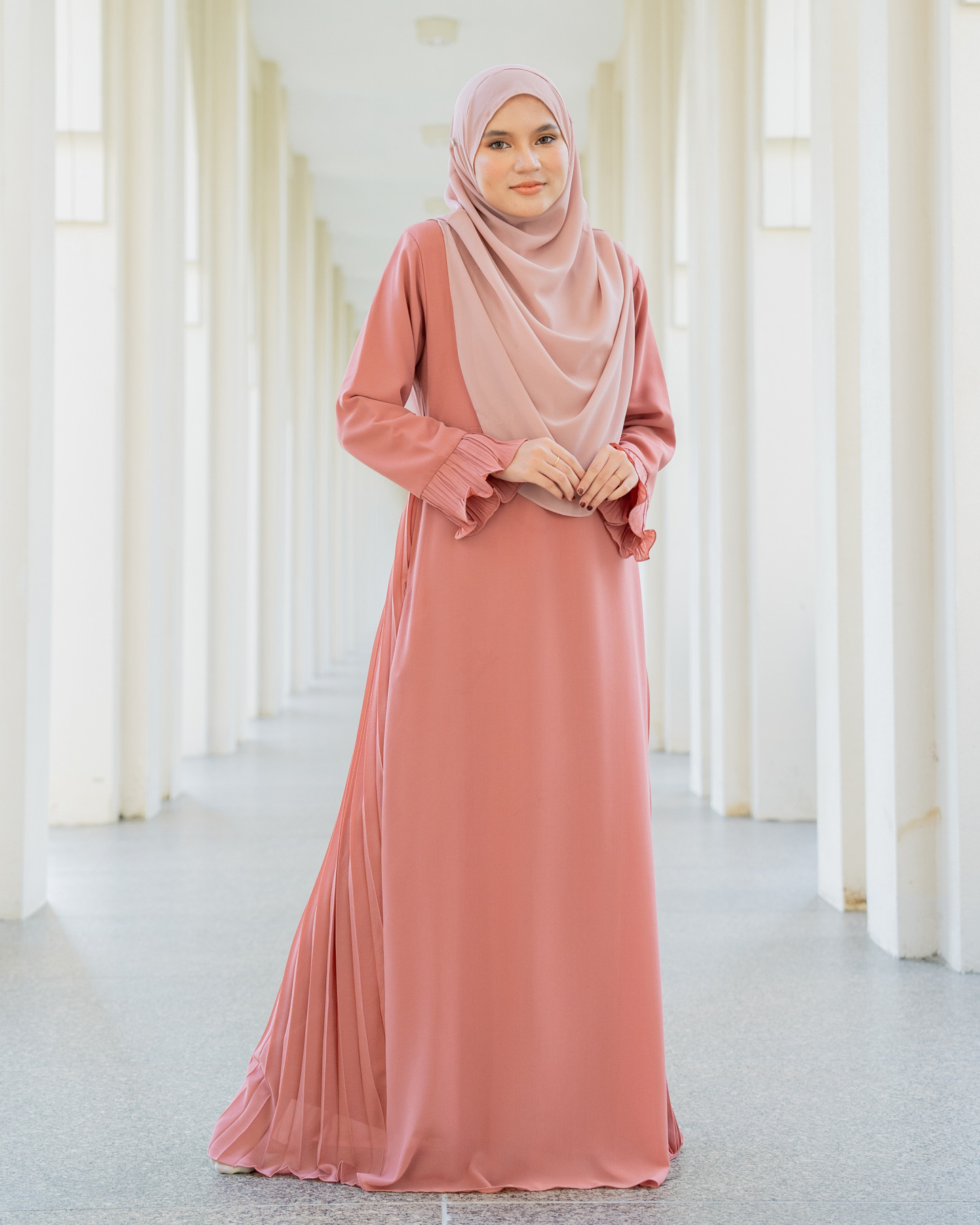 Dress Pleated Rachita - Dust Coral
