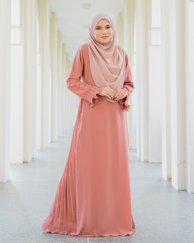 Dress Pleated Rachita - Dust Coral