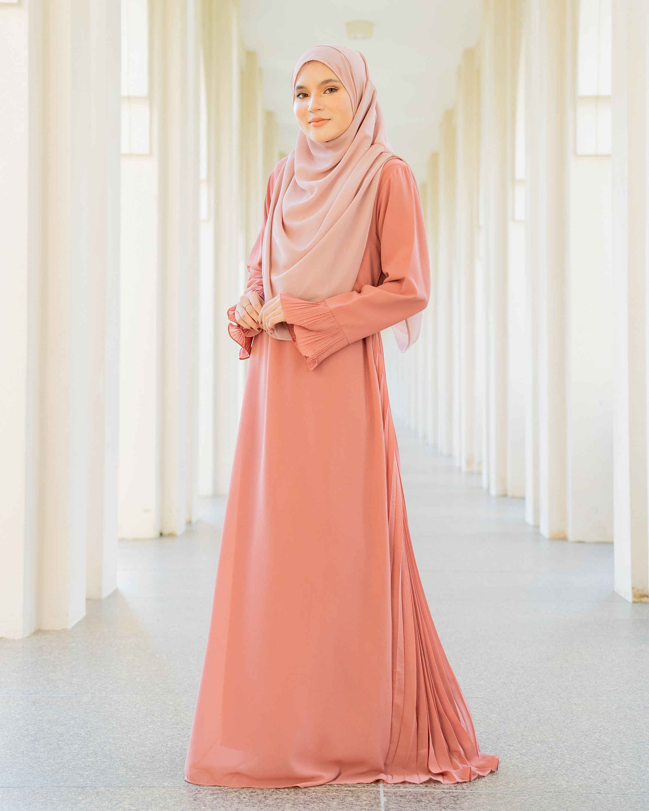 Dress Pleated Rachita - Dust Coral