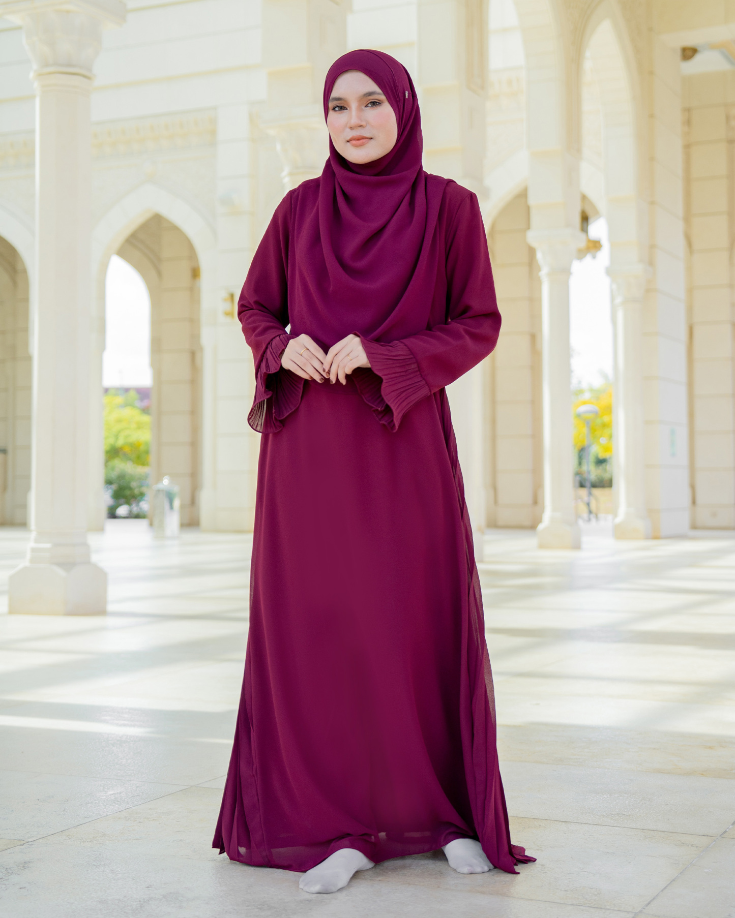 Dress Pleated Rachita - Maroon