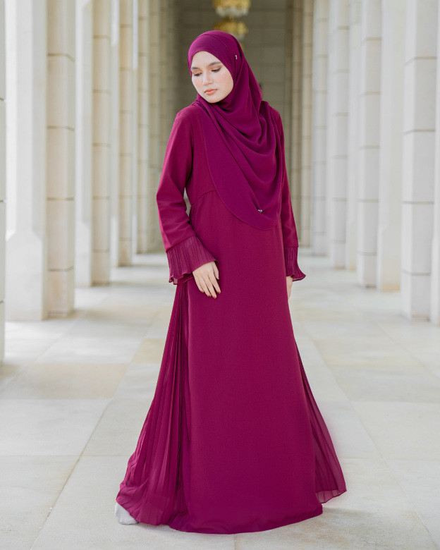 Dress Pleated Rachita - Maroon