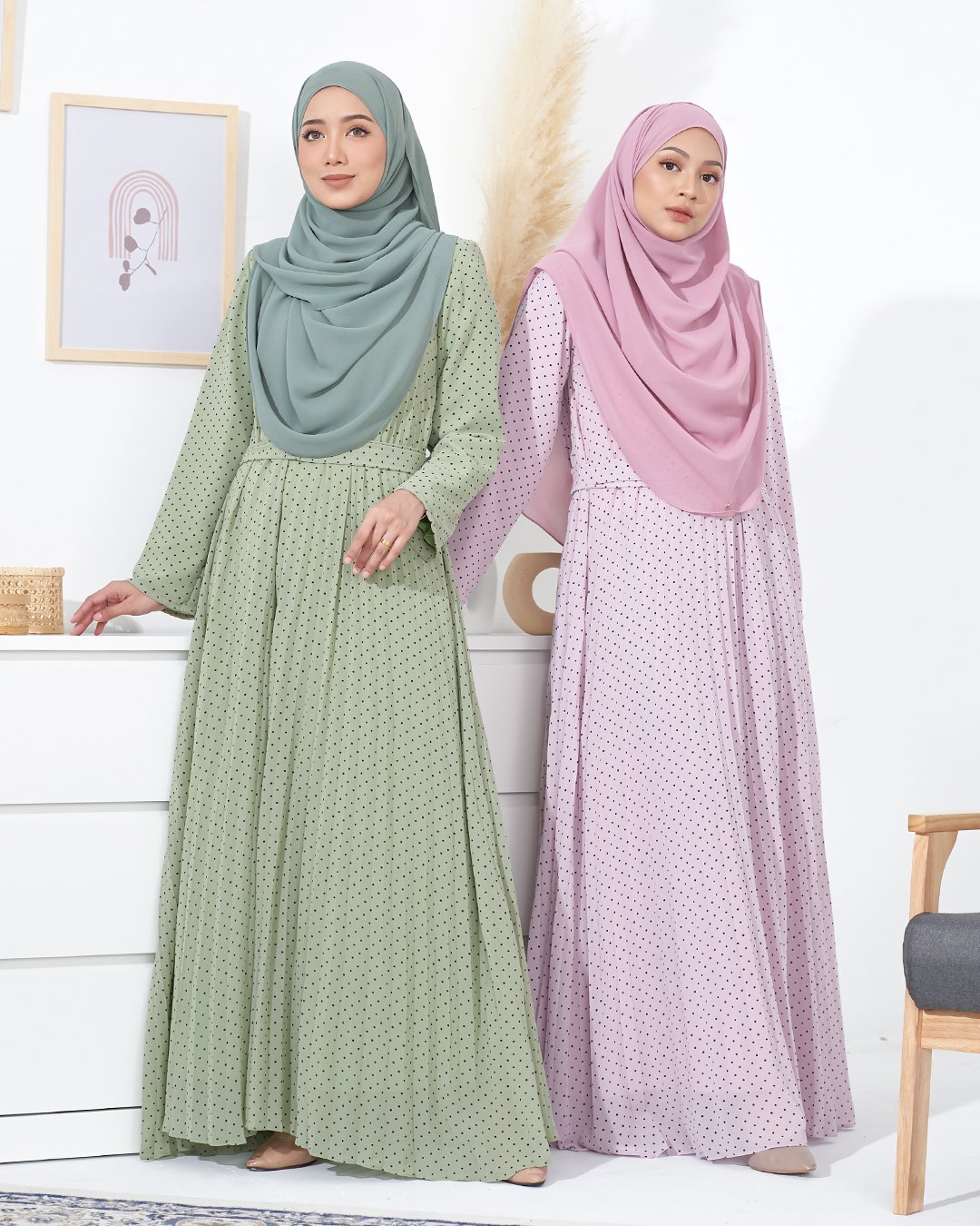 Dress Pleated Tahira - Laurel Green