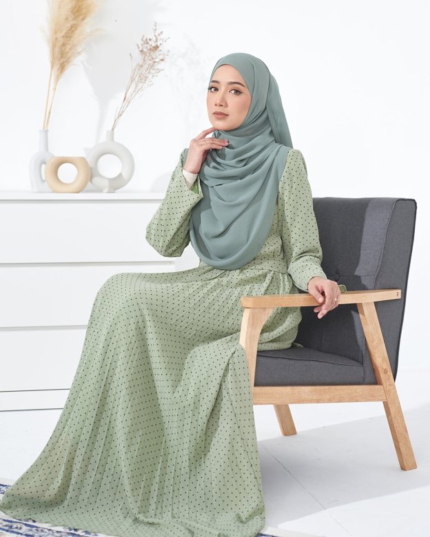 Dress Pleated Tahira - Laurel Green