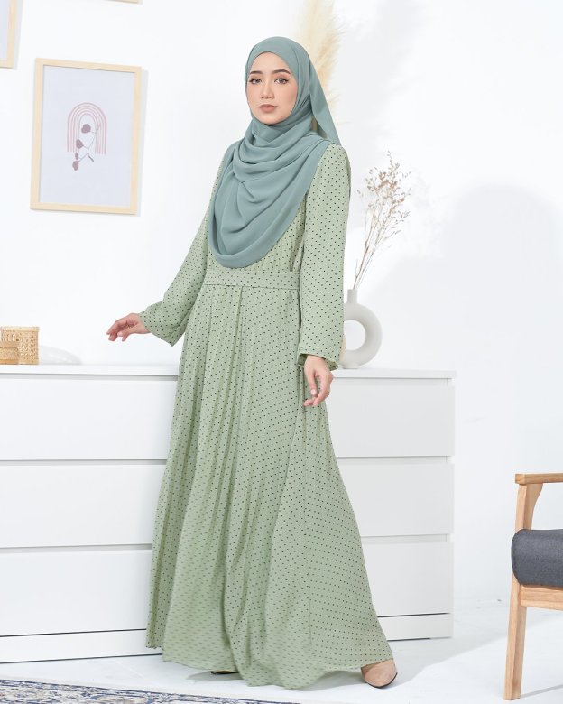 Dress Pleated Tahira - Laurel Green