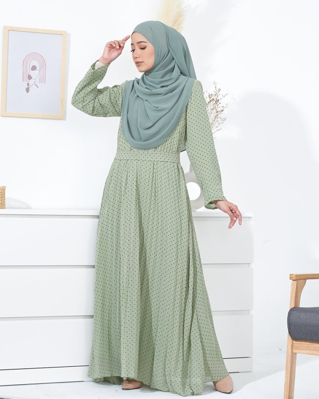 Dress Pleated Tahira - Laurel Green