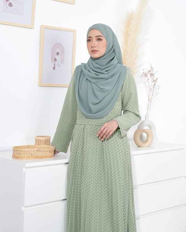 Dress Pleated Tahira - Laurel Green