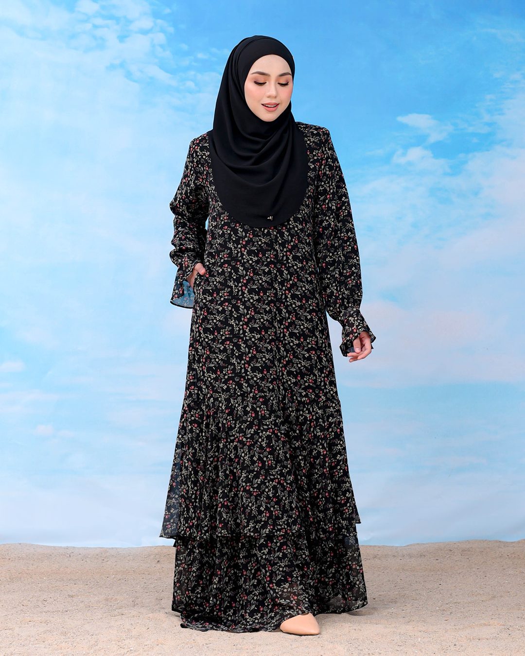 Dress Ruffle Natalia - Matte Black
