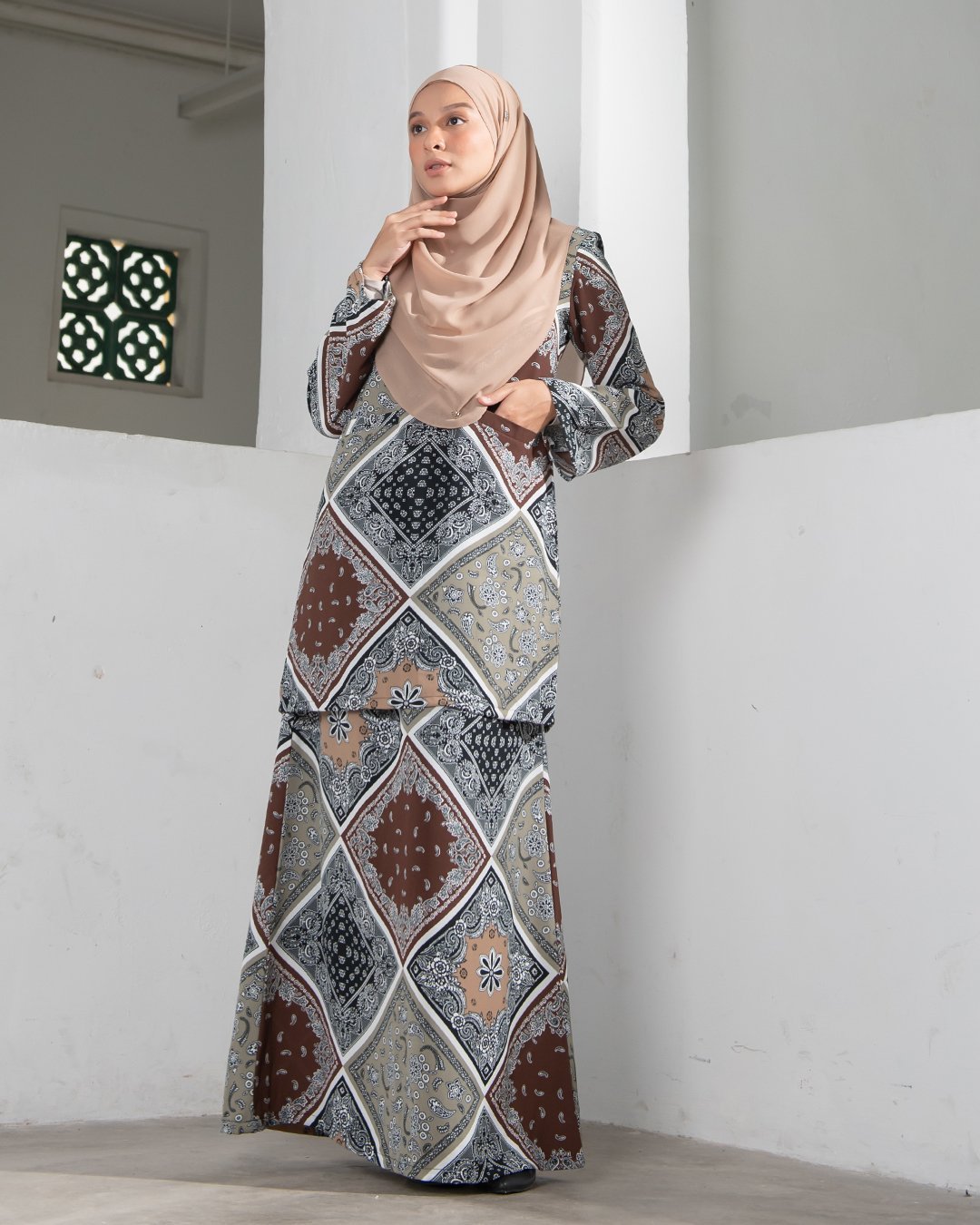 Baju Kurung Kedah Atiyya - Khaki Brown