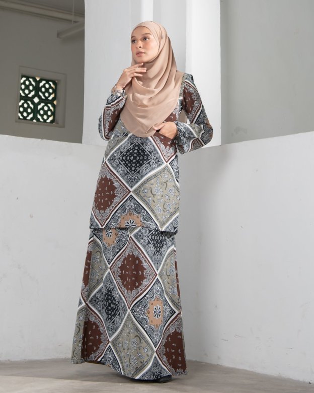 Baju Kurung Kedah Atiyya - Khaki Brown