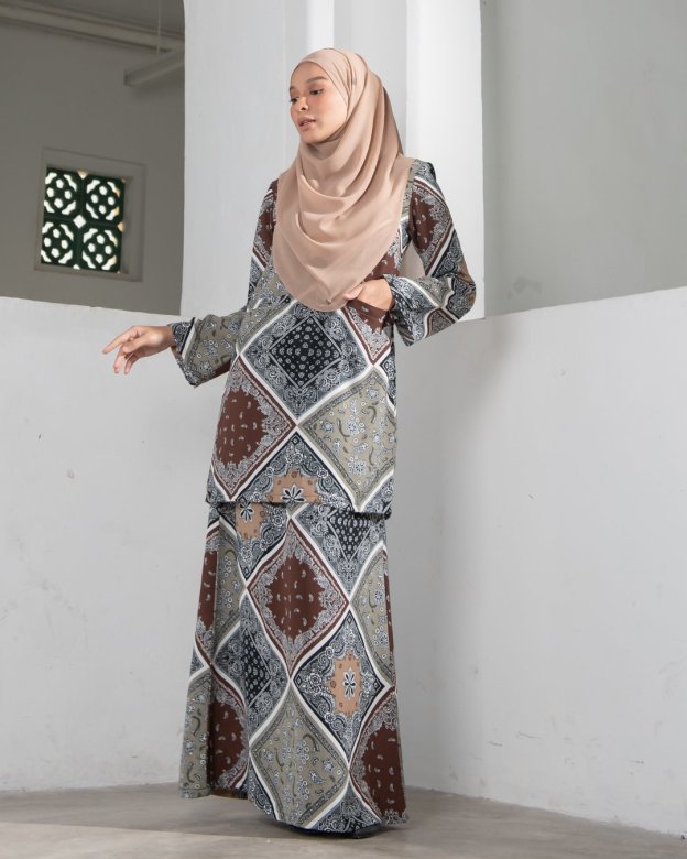 Baju Kurung Kedah Atiyya - Khaki Brown