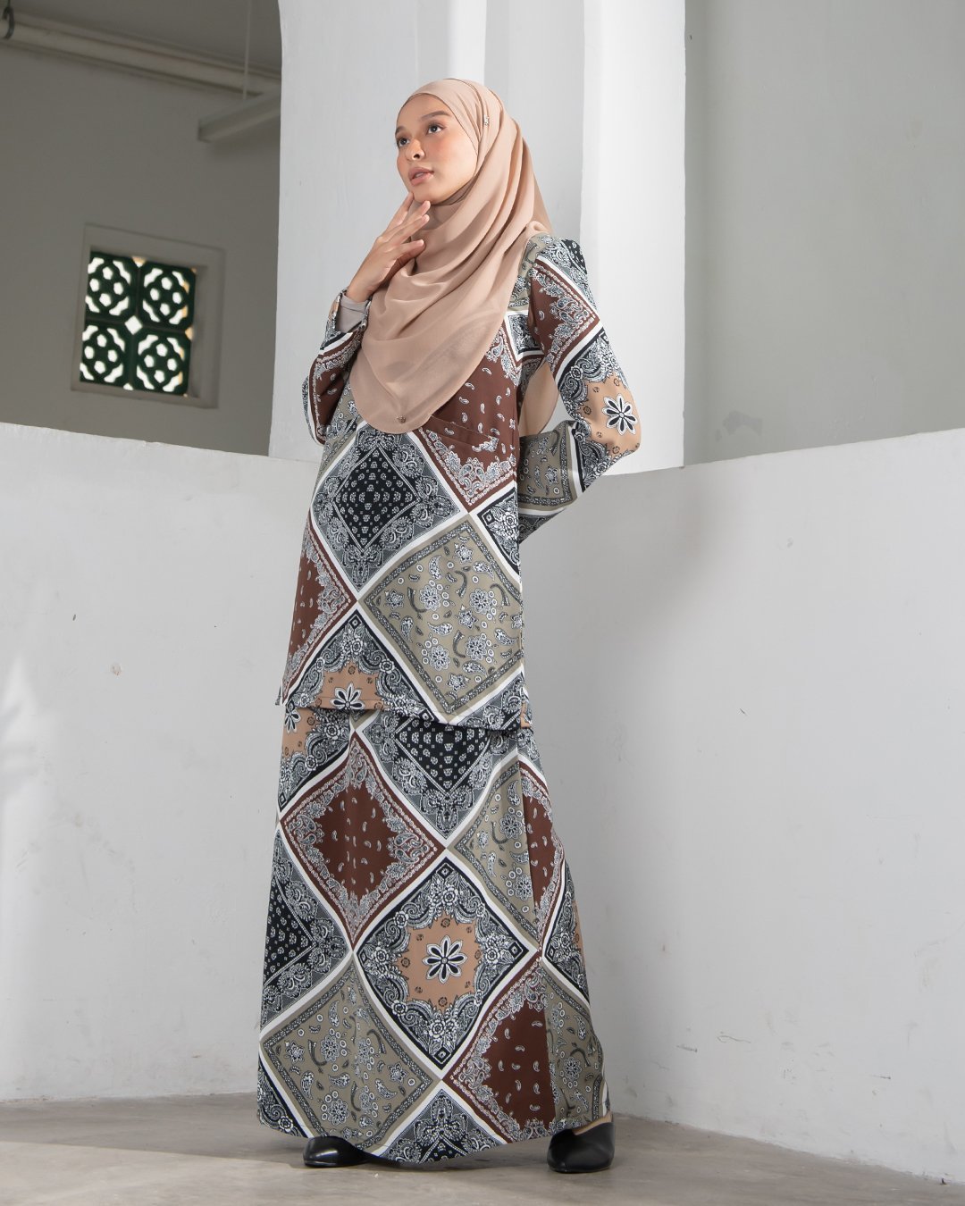 Baju Kurung Kedah Atiyya - Khaki Brown
