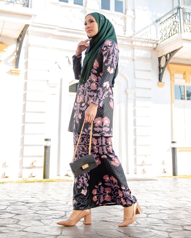 Baju Kurung Moden Zandrea - Matte Black
