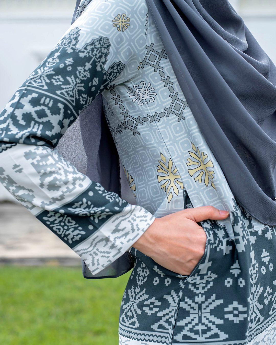 Baju Kurung Batik Renila - Basil Green