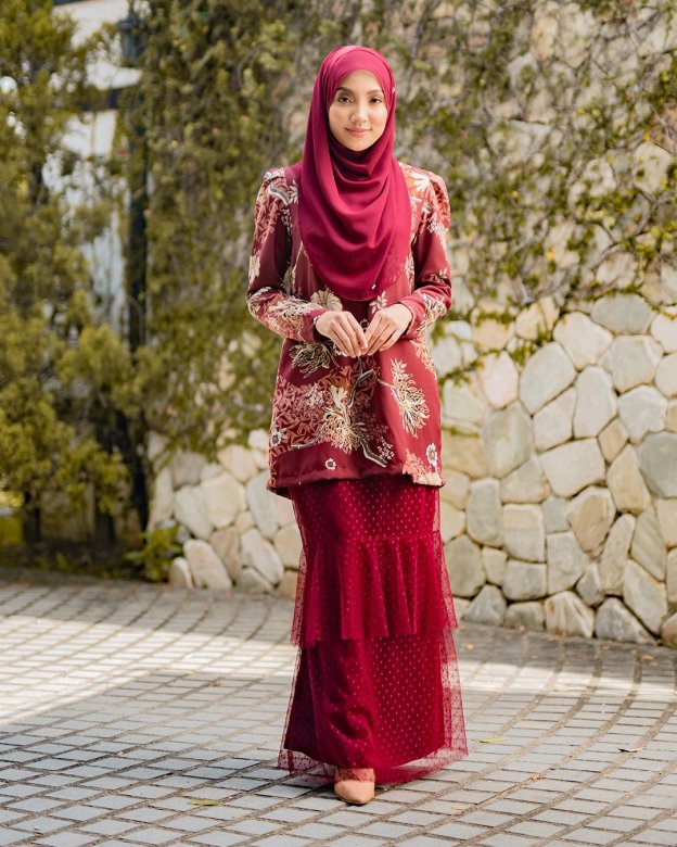Baju Kurung Alison - Maroon Red