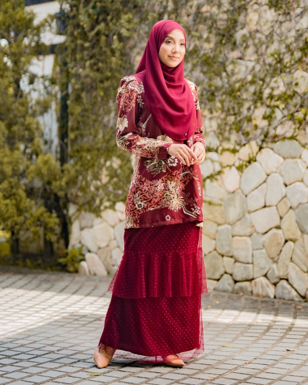 Baju Kurung Alison - Maroon Red