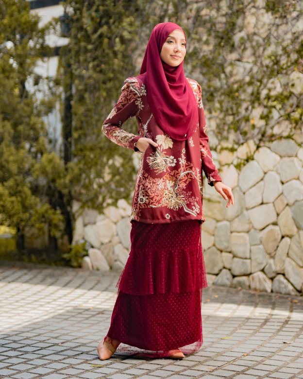Baju Kurung Alison - Maroon Red