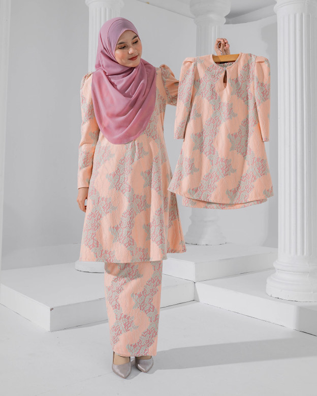 Baju Kurung Riau Lace Adiona - Sephia Coral
