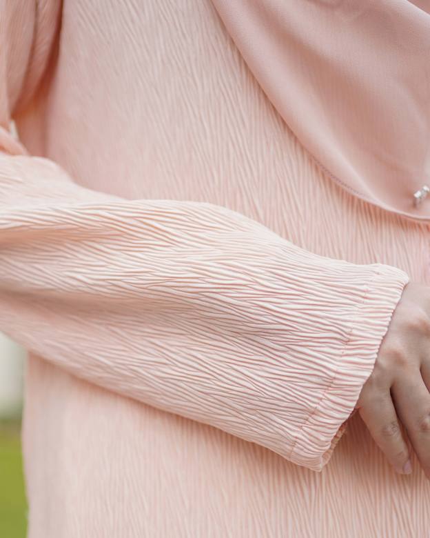 Abaya Pleated Ulyana - Bright Peach
