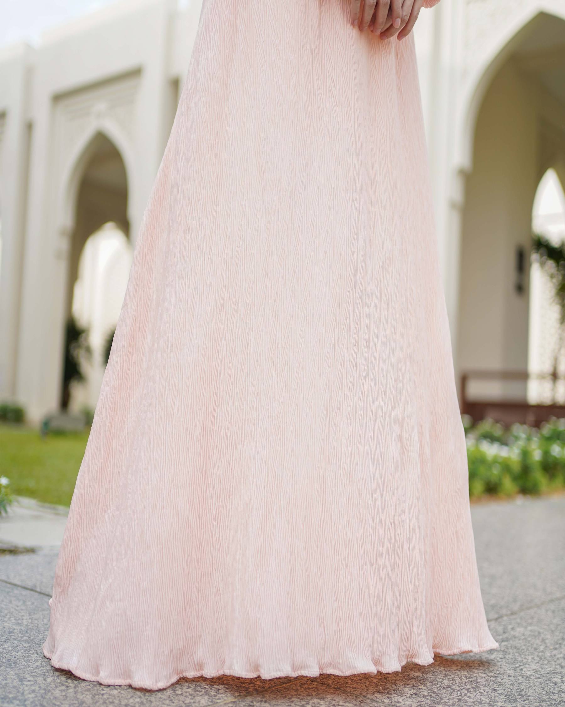 Abaya Pleated Ulyana - Bright Peach